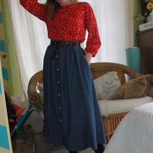 Vintage Denim-look Skirt, 100%Cotton